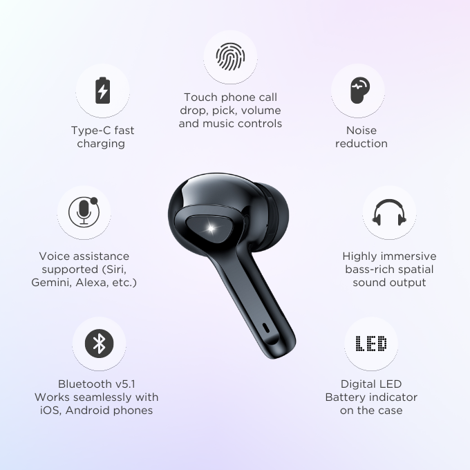 BLACK BassBuds True Wireless (TWS) Earbuds with Mic, Upto 30H Playtime, 1 Yr Warranty BLACK BassBuds True Wireless (TWS) Earbuds with Mic, Upto 30H Playtime, 1 Yr Warranty